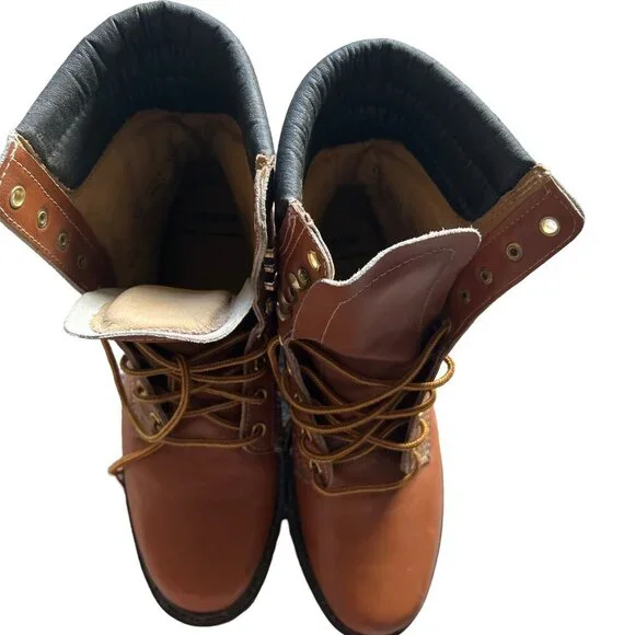 Vintage Sears 86921 Brown Leather Moc Toe Lace Up Work Boots Men's Size 11D
